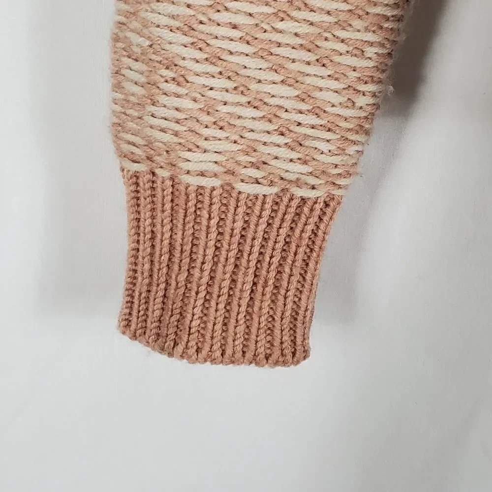 Madewell Reverse-Diamond Fringe Pullover Sweater in Dusty Rose- XXS